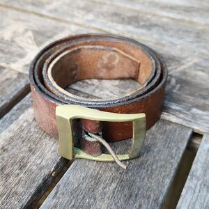 Vintage Seafarer Leather Belt Brass Buckle